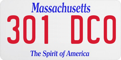 MA license plate 301DC0