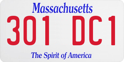 MA license plate 301DC1