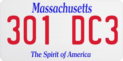 MA license plate 301DC3