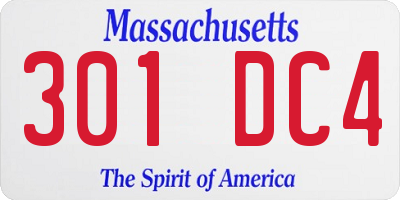 MA license plate 301DC4