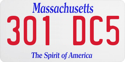 MA license plate 301DC5