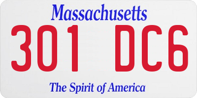 MA license plate 301DC6
