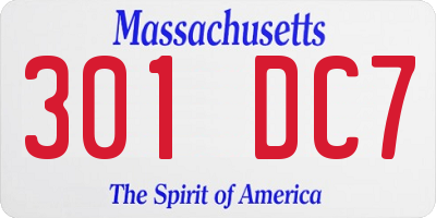 MA license plate 301DC7
