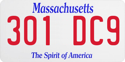 MA license plate 301DC9