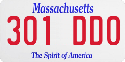 MA license plate 301DD0