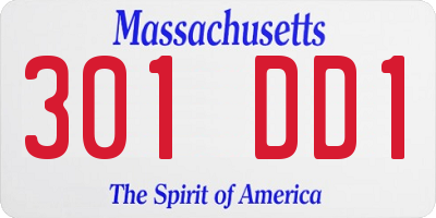 MA license plate 301DD1