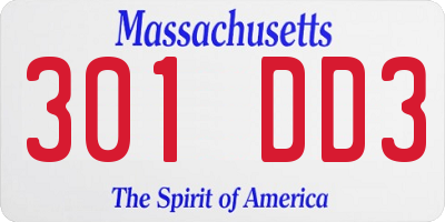 MA license plate 301DD3