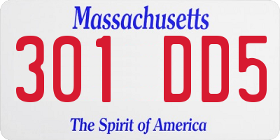 MA license plate 301DD5