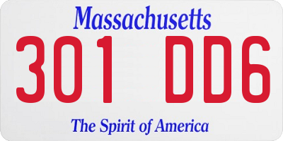 MA license plate 301DD6