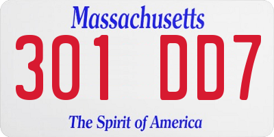 MA license plate 301DD7
