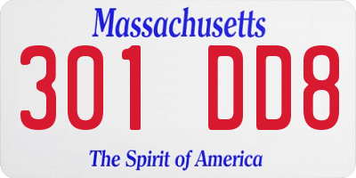 MA license plate 301DD8