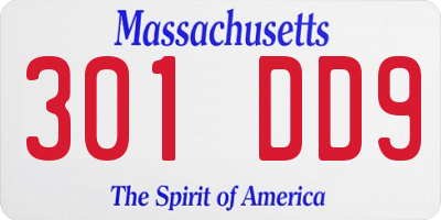 MA license plate 301DD9