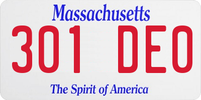 MA license plate 301DE0