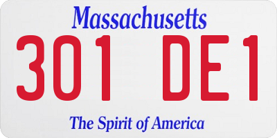 MA license plate 301DE1