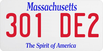 MA license plate 301DE2