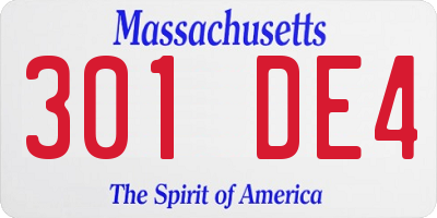 MA license plate 301DE4
