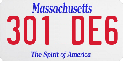 MA license plate 301DE6