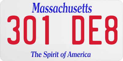 MA license plate 301DE8