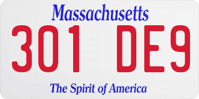 MA license plate 301DE9