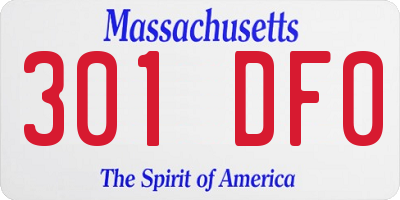 MA license plate 301DF0