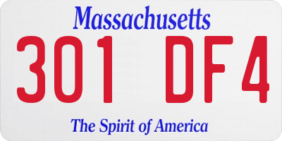 MA license plate 301DF4