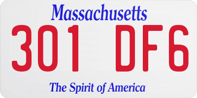 MA license plate 301DF6