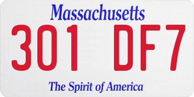 MA license plate 301DF7