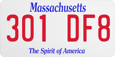 MA license plate 301DF8