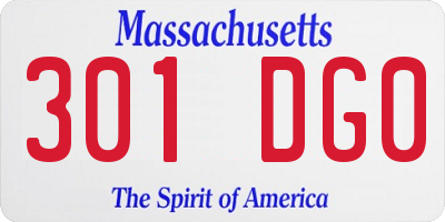 MA license plate 301DG0
