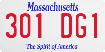 MA license plate 301DG1
