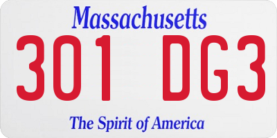 MA license plate 301DG3