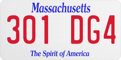 MA license plate 301DG4