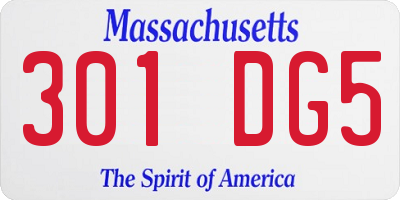 MA license plate 301DG5