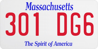 MA license plate 301DG6