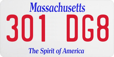 MA license plate 301DG8