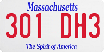 MA license plate 301DH3