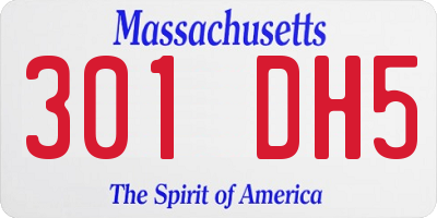 MA license plate 301DH5