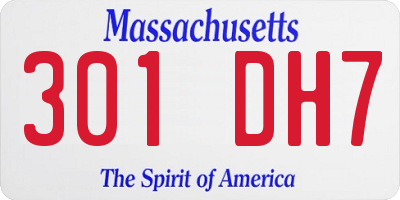 MA license plate 301DH7