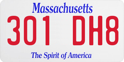 MA license plate 301DH8
