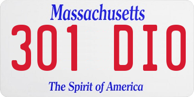 MA license plate 301DI0