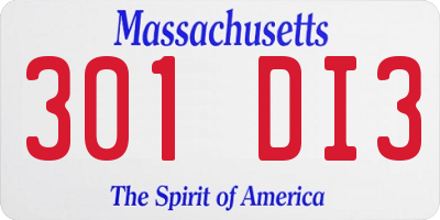 MA license plate 301DI3