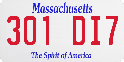 MA license plate 301DI7