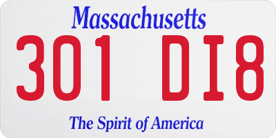 MA license plate 301DI8