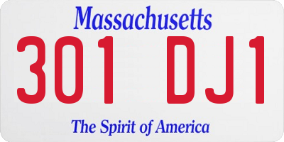 MA license plate 301DJ1