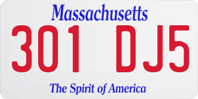 MA license plate 301DJ5
