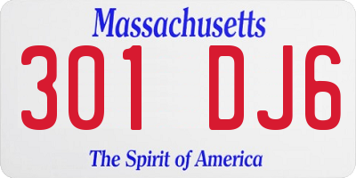 MA license plate 301DJ6