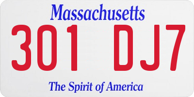 MA license plate 301DJ7