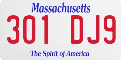 MA license plate 301DJ9