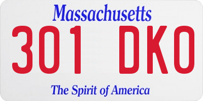 MA license plate 301DK0