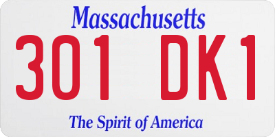 MA license plate 301DK1